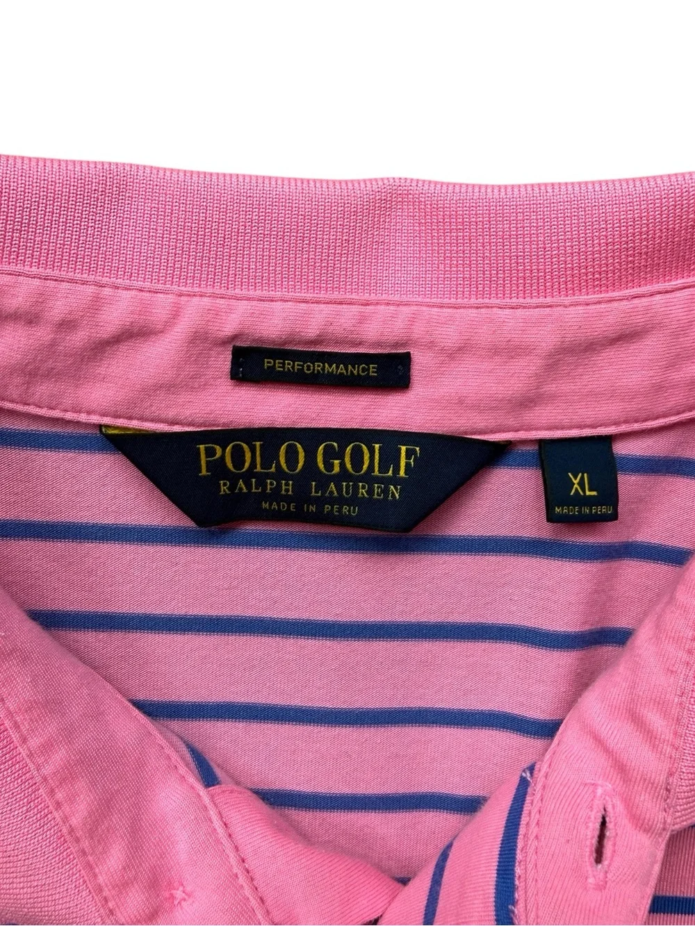 Polo Golf Ralph Lauren Mens Pink Blue Striped Performance Polo Shirt XL Golfcore - Picture 6 of 10